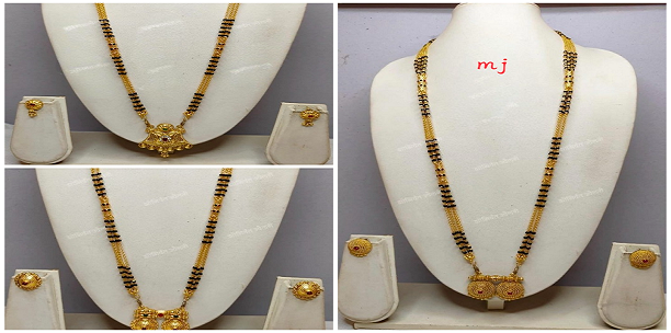 artificial jewellery mangalsutra 4 line with earrings